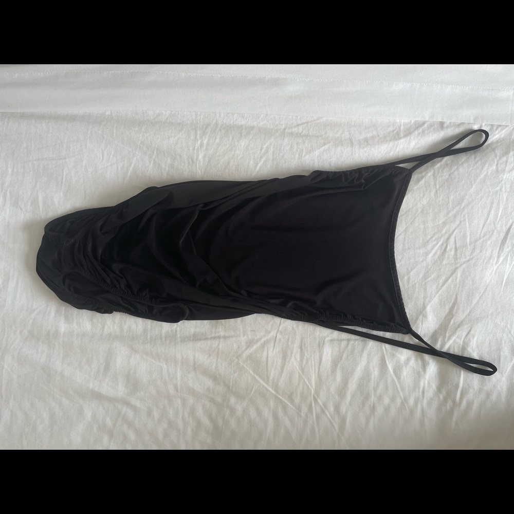 BOOHOO Low open back black body suit US size 10